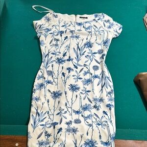 Tommy Hilfiger Blue and White Sheath Midi Dress